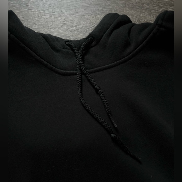 Adidas Black Cotton Blend Raw Hem Sleeveless Drawstring Pullover Hoodie. Size L - Picture 9 of 9